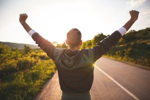 Employee or program member celebrating New Year wellness goals