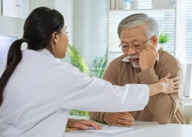 Concerned healthcare patient worried about health and wellness