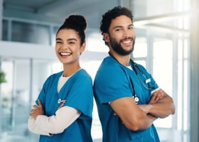 Happy nurses feeling appreciated with Nurses Week discounts and gift cards