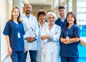 Happy, engaged healthcare workers during Nurses Week