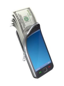 Virtual Wallet representing beacon technology messaging to smartphones