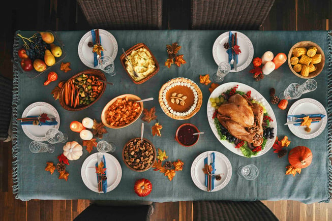 Table set for Thanksgiving meal