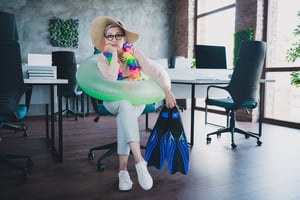 Bored employee waiting to enjoy summer time off