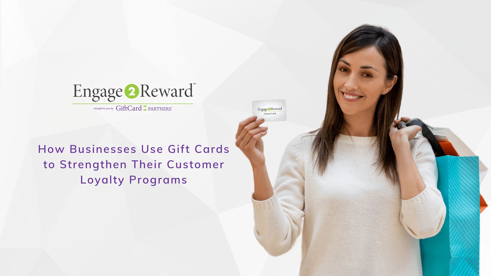 A loyal customer holding Engage2reward Choice Card in her hand as a loyalty reward.